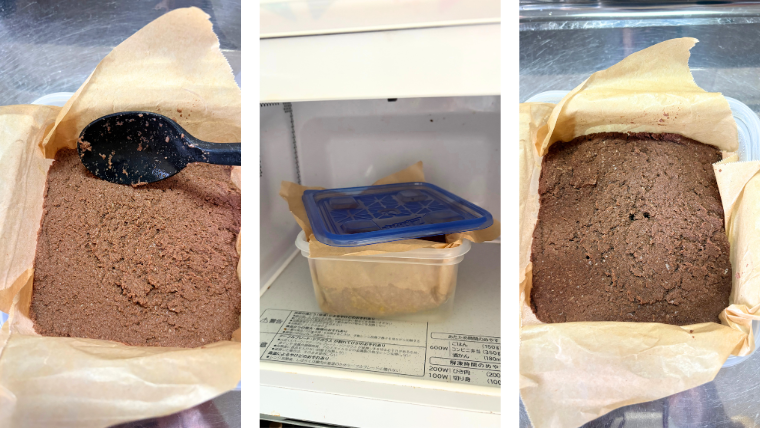 生おから蒸しケーキの作り方｜耐熱容器に入れて電子レンジで加熱し、蒸しあがった状態